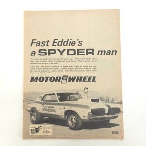 Motor Wheel Print Ad Fast Eddie Schartman Spyder Racing Promo Art Advertising